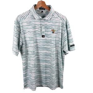 Bad Birdie Golf Shirt Men Size Large Green Waves Ocean Performance Short Sleeve